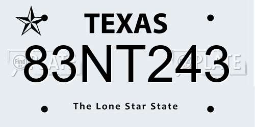 83NT243 Texas License Plate