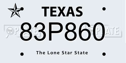 83P860 Texas License Plate