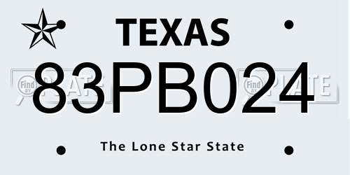 83PB024 Texas License Plate