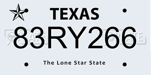 83RY266 Texas License Plate