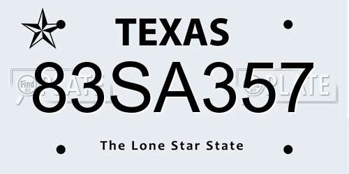 83SA357 Texas License Plate