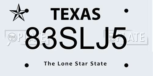 83SLJ5 Texas License Plate