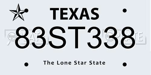 83ST338 Texas License Plate