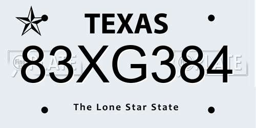 83XG384 Texas License Plate