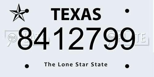 8412799 Texas License Plate