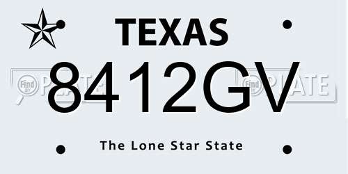 8412GV Texas License Plate