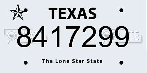 8417299 Texas License Plate