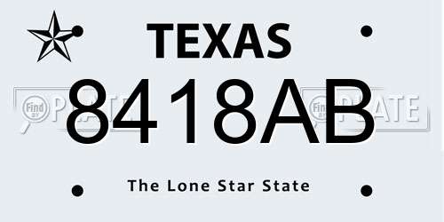 8418AB Texas License Plate