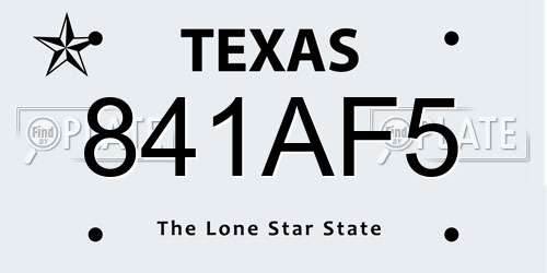 841AF5 Texas License Plate