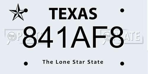 841AF8 Texas License Plate