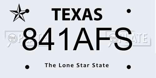 841AFS Texas License Plate