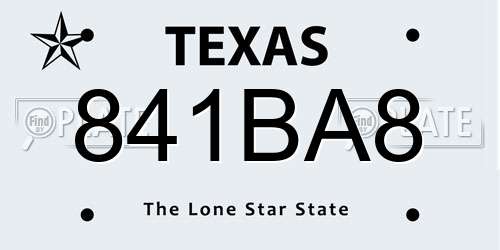 841BA8 Texas License Plate
