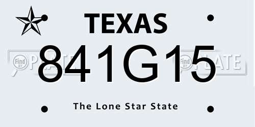 841G15 Texas License Plate