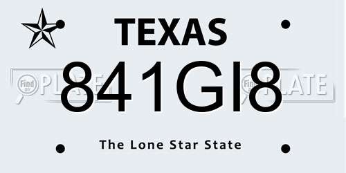 841GI8 Texas License Plate