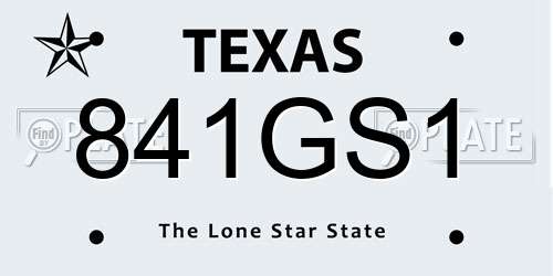 841GS1 Texas License Plate