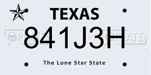 841J3H Texas License Plate