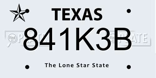 841K3B Texas License Plate