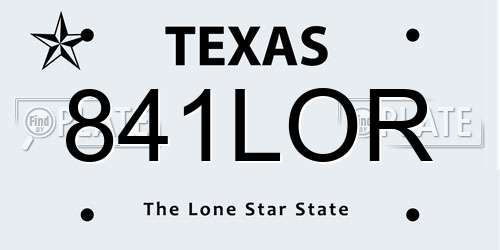 841LOR Texas License Plate
