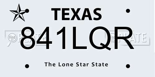 841LQR Texas License Plate