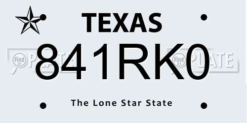 841RK0 Texas License Plate