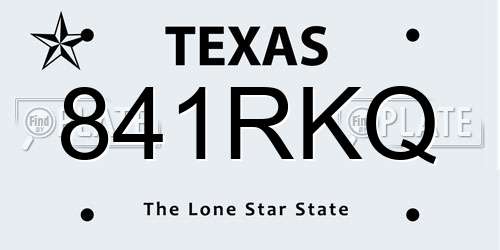 841RKQ Texas License Plate