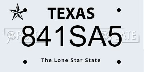 841SA5 Texas License Plate
