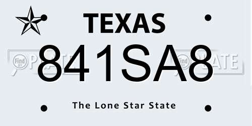841SA8 Texas License Plate