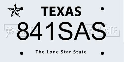 841SAS Texas License Plate