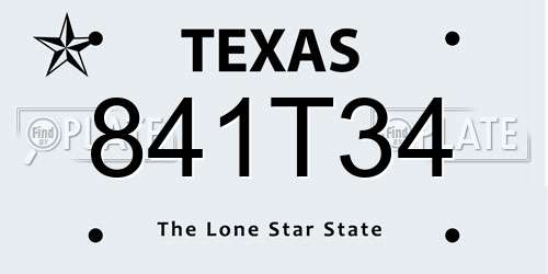 841T34 Texas License Plate