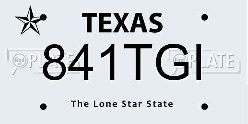 841TGI Texas License Plate