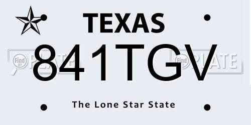 841TGV Texas License Plate