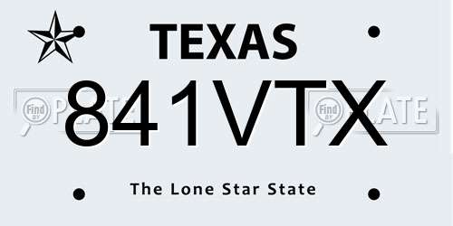 841VTX Texas License Plate