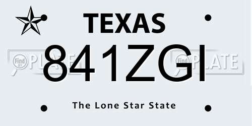 841ZGI Texas License Plate