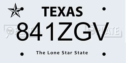 841ZGV Texas License Plate