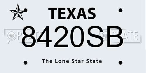 8420SB Texas License Plate