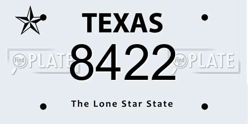 8422 Texas License Plate