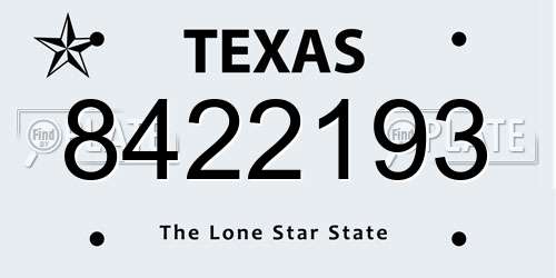8422193 Texas License Plate