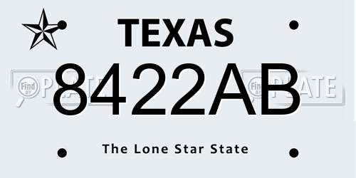 8422AB Texas License Plate