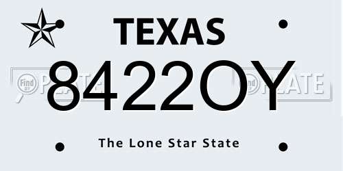 8422OY Texas License Plate