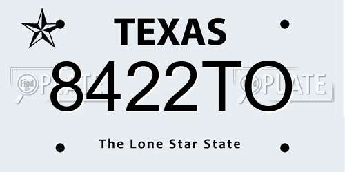8422TO Texas License Plate