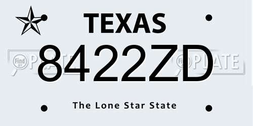 8422ZD Texas License Plate