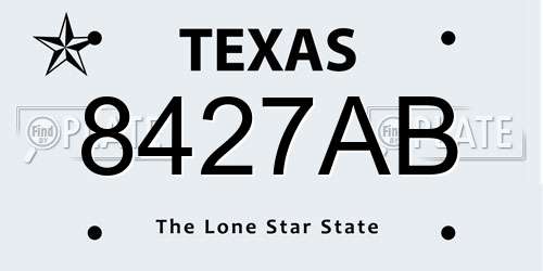 8427AB Texas License Plate