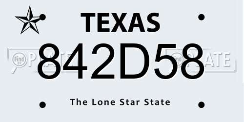 842D58 Texas License Plate