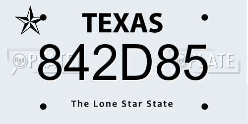 842D85 Texas License Plate