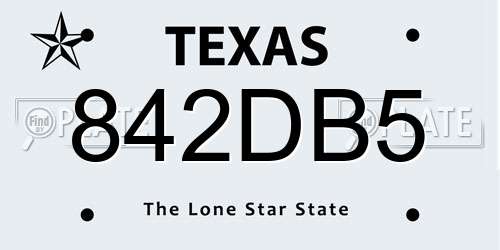 842DB5 Texas License Plate