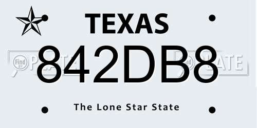 842DB8 Texas License Plate