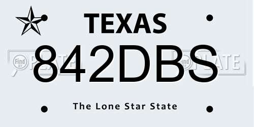 842DBS Texas License Plate