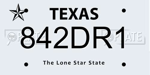 842DR1 Texas License Plate