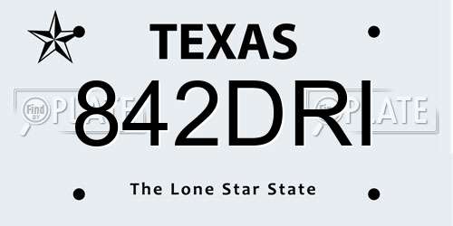 842DRI Texas License Plate