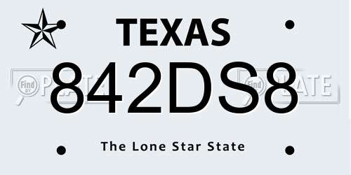 842DS8 Texas License Plate